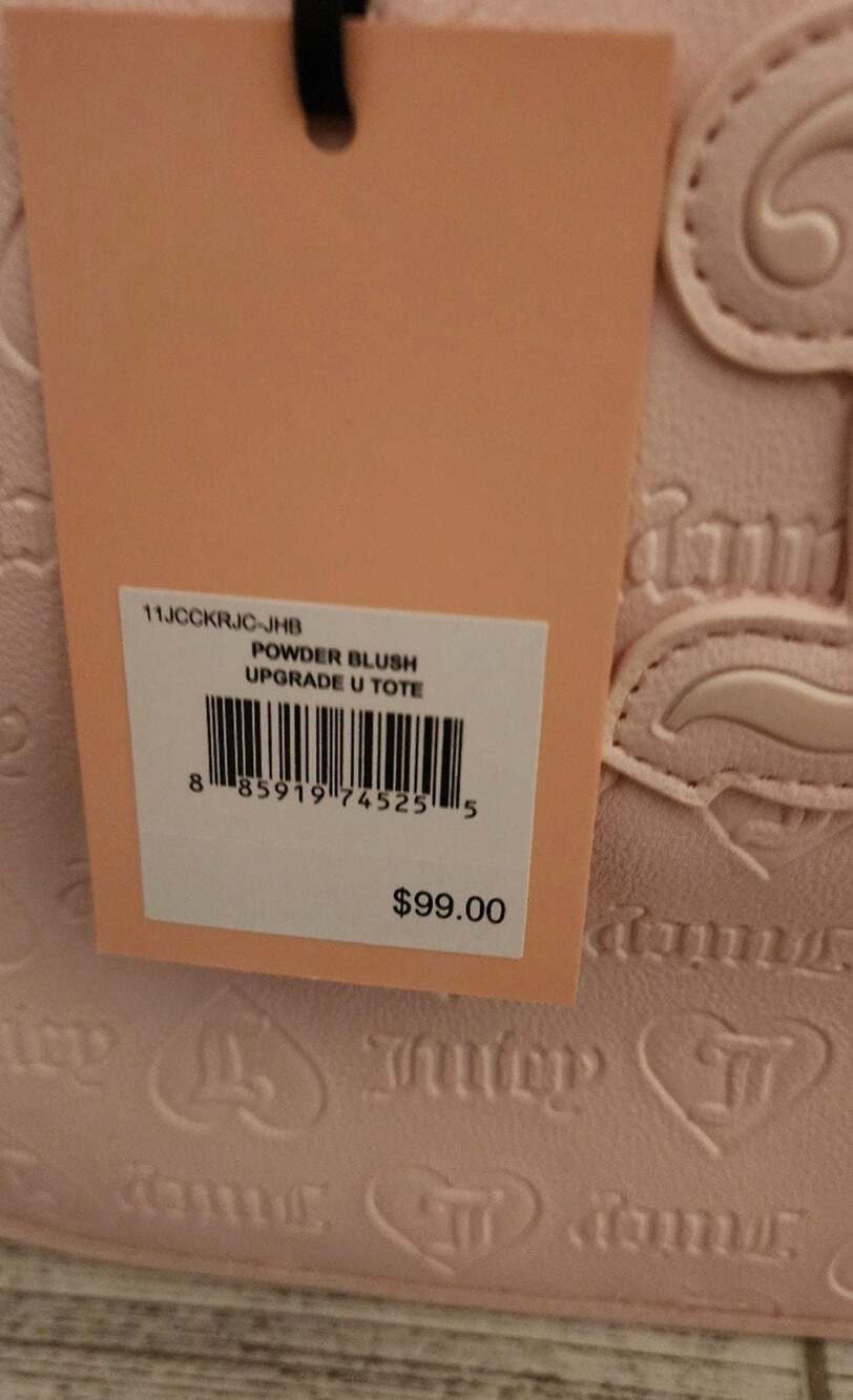 NWT Juicy Couture Upgrade U Tote‎ Powder Blush Pink Embossed Logo Bag - Picture 6 of 6